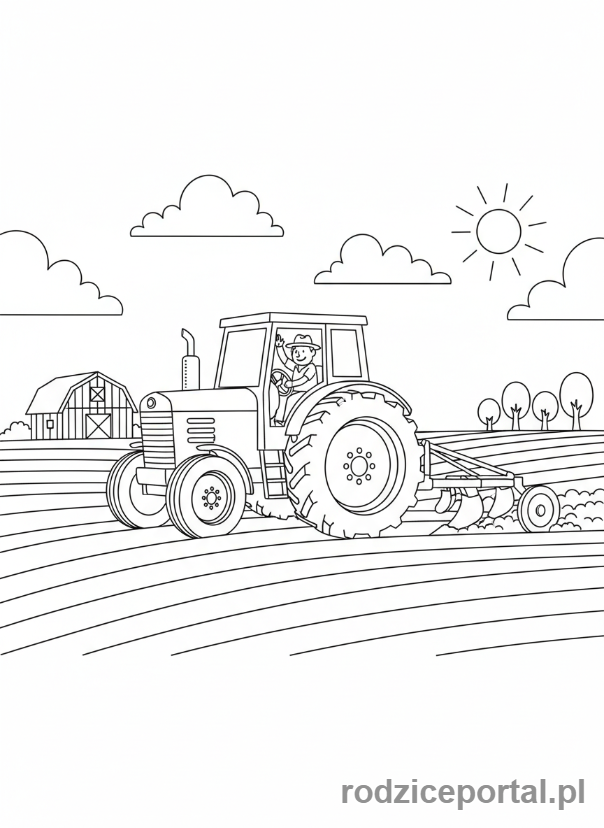 Kolorowanka Dla Dzieci Z Adhd - Duży traktor na polu