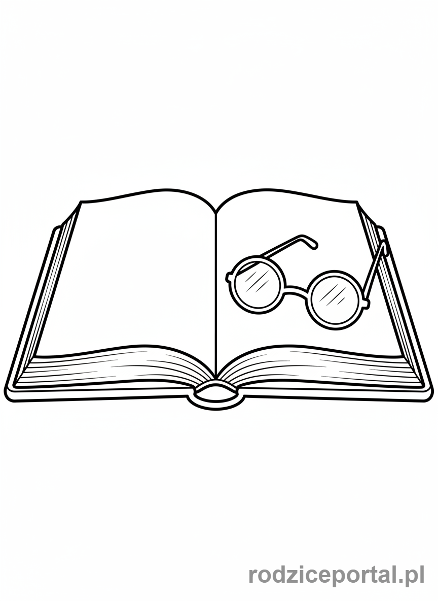 Kolorowanka Dla Dzieci Z Adhd - Książka leżąca otwarta z okularami