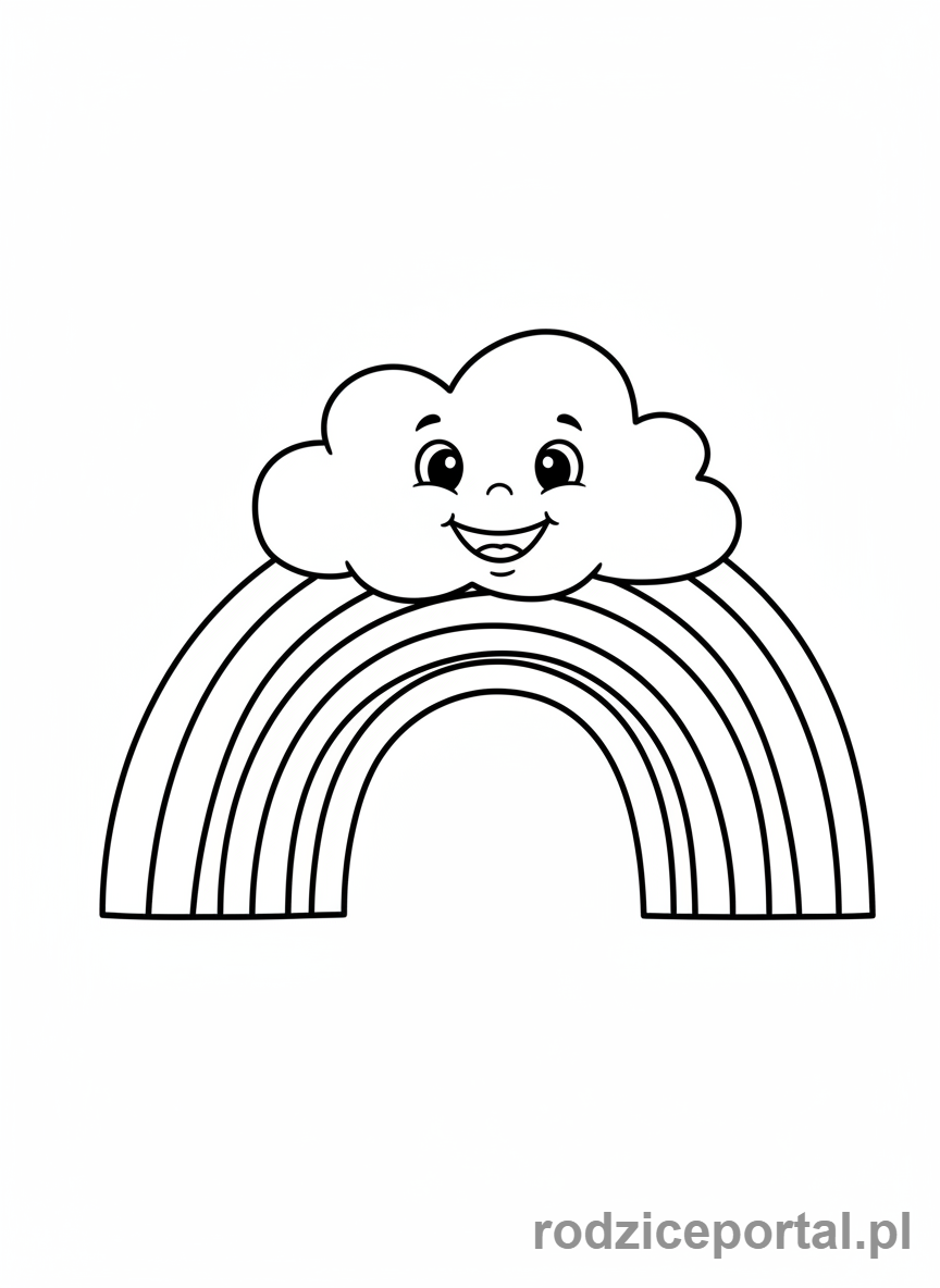 Kolorowanka Dla Dzieci Z Adhd - Uśmiechnięta chmurka z tęczą