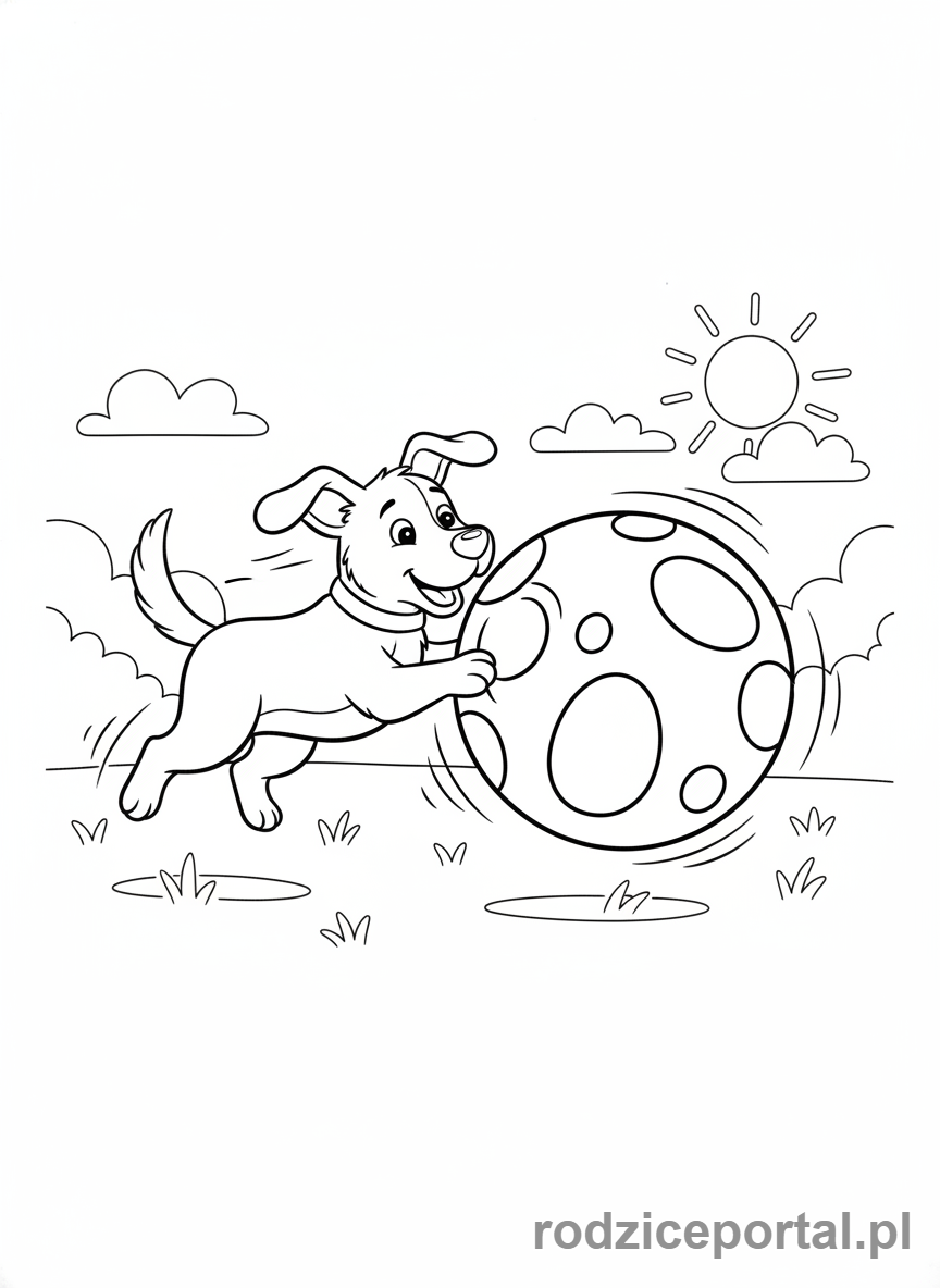 Kolorowanka Dla Dzieci Z Autyzmem - Pies Pilka