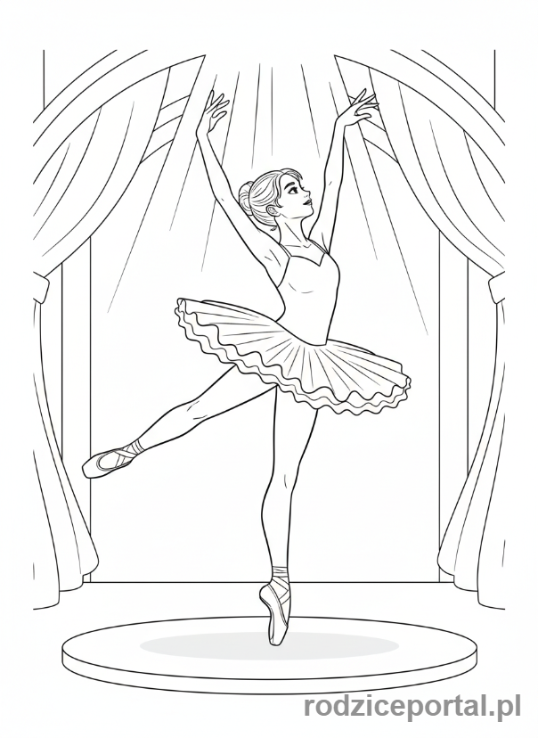 Kolorowanka Dla Dziewczynek 10 Lat - Baletnica w ruchu na scenie