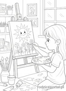 Kolorowanka Dla Dziewczynek 11 Lat - Dziewczyna malująca obraz
