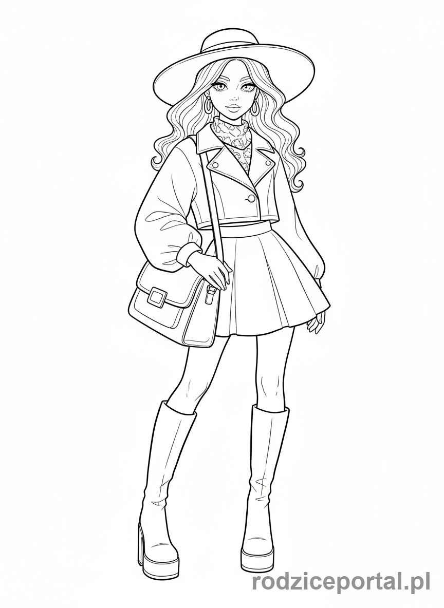 Kolorowanka Dla Dziewczynek 11 Lat - Dziewczyna w modnym stroju