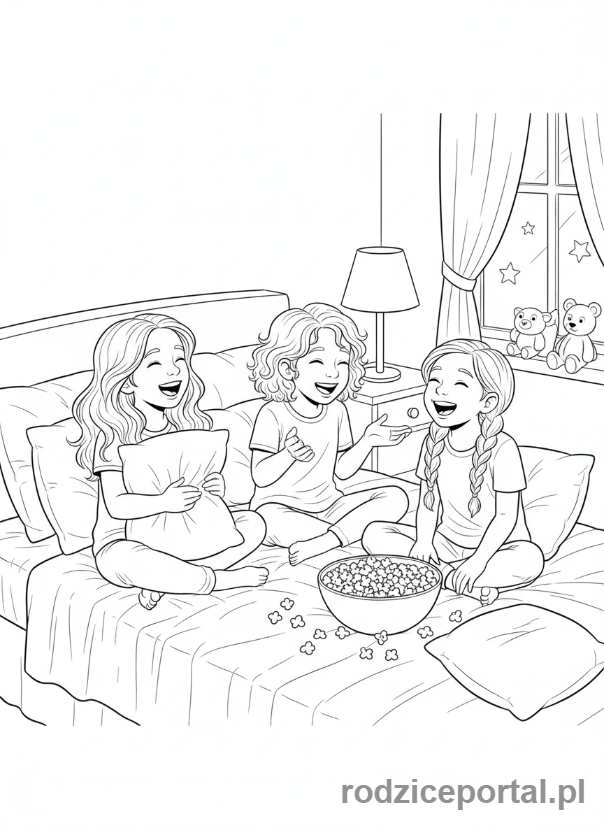 Kolorowanka Dla Dziewczynek 11 Lat - Dziewczyny na piżama party