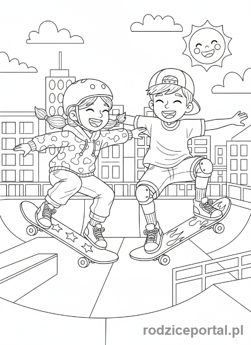 Kolorowanka Dla Dziewczynek 11 Lat - Przyjaciółki na deskorolkach