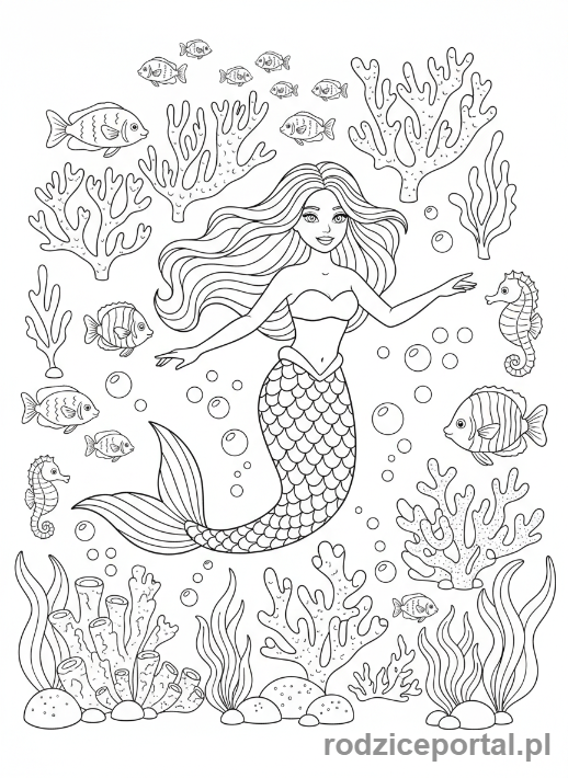 Kolorowanka Dla Dziewczynek 11 Lat - Syrenka pod wodą