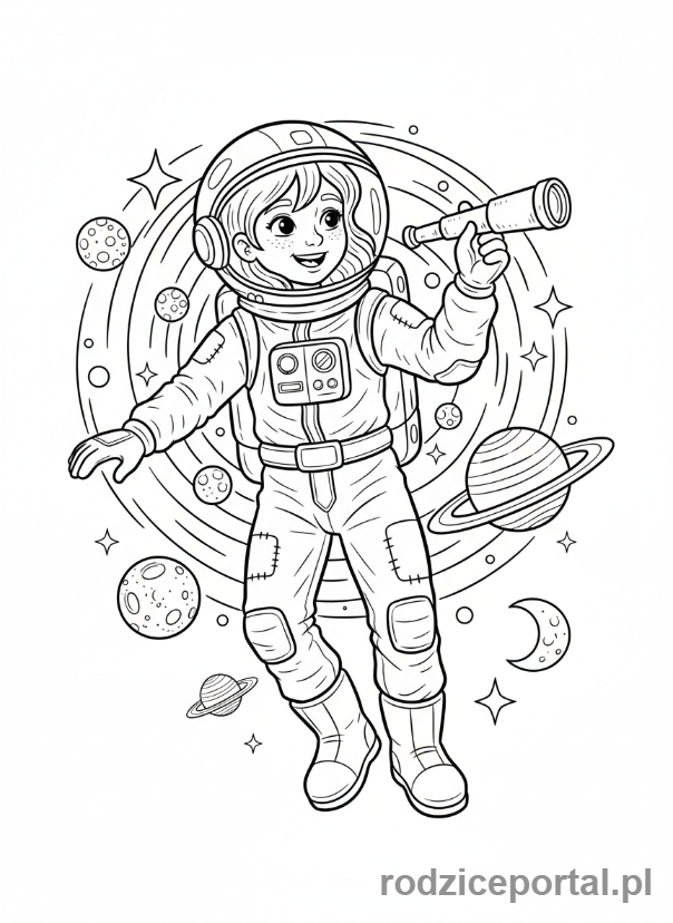 Kolorowanka Dla Dziewczynek 9 Lat - Dziewczynka w kosmosie
