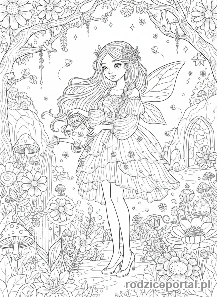 Kolorowanka Dla Dziewczynek 9 Lat - Dziewczynka w magicznym ogrodzie