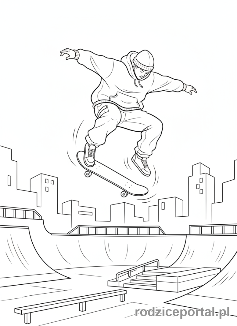 Kolorowanka Dla Nastolatków - Deskorolkarz w akcji