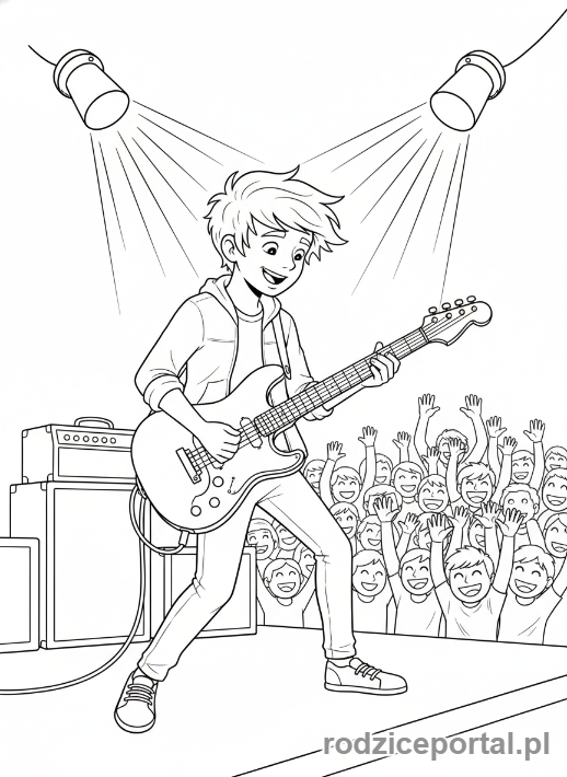 Kolorowanka Dla Nastolatków - Muzyk z gitarą