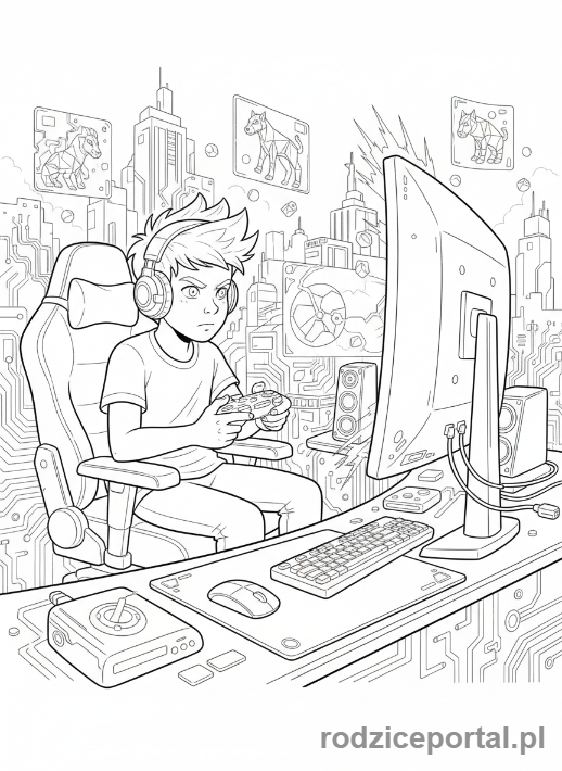 Kolorowanka Dla Nastolatków - Nastolatek grający