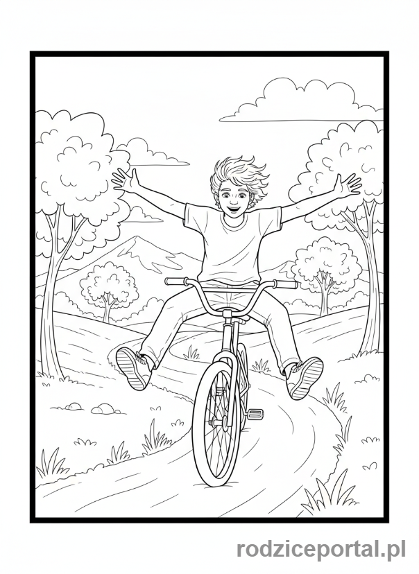 Kolorowanka Dla Nastolatków - Nastolatek na rowerze