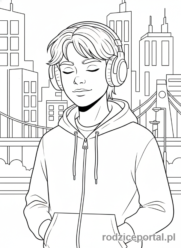 Kolorowanka Dla Nastolatków - Nastolatek w słuchawkach