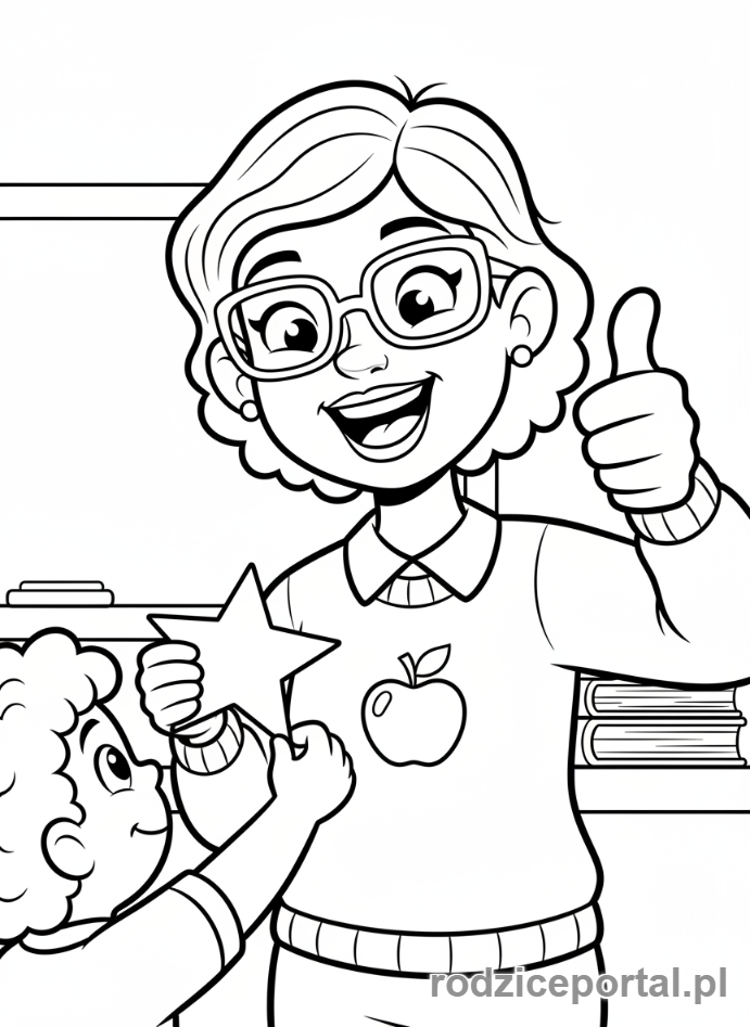 Kolorowanka Dla Nauczycieli - Nauczyciel gratuluje uczniowi