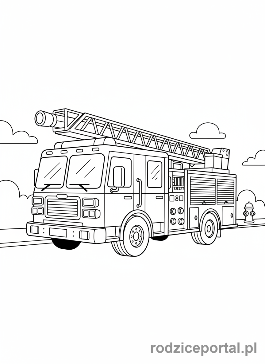 Kolorowanka Dla Przedszkolaków - Samochód strażacki