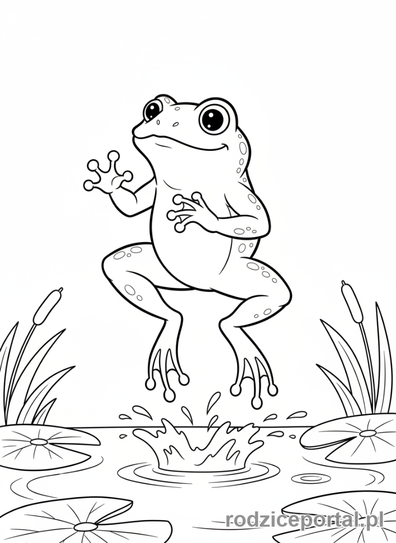 Kolorowanka Dla Przedszkolaków - Skacząca żabka