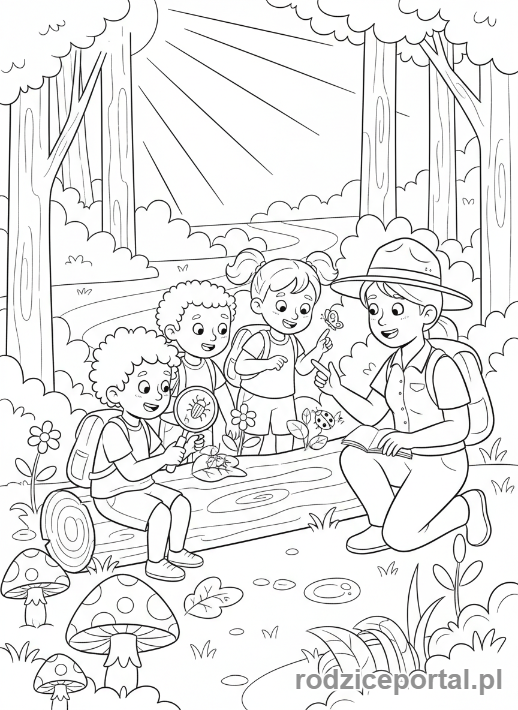 Kolorowanka Do Pracy Z Dzieckiem - Dzieci na wycieczce