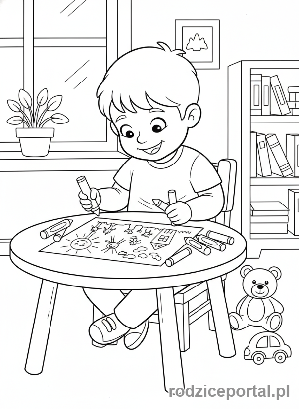 Kolorowanka Do Pracy Z Dzieckiem - Dziecko rysujące