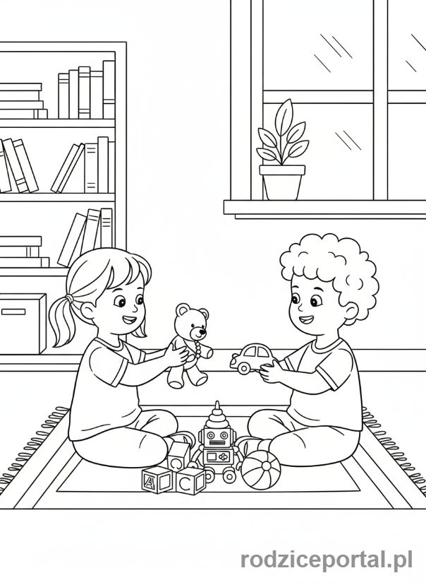 Kolorowanka Do Terapii Pedagogicznej - Dzieci dzielące się