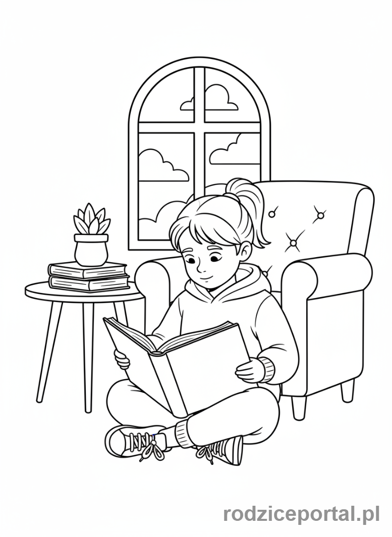 Kolorowanka Do Terapii Pedagogicznej - Dziecko czytające
