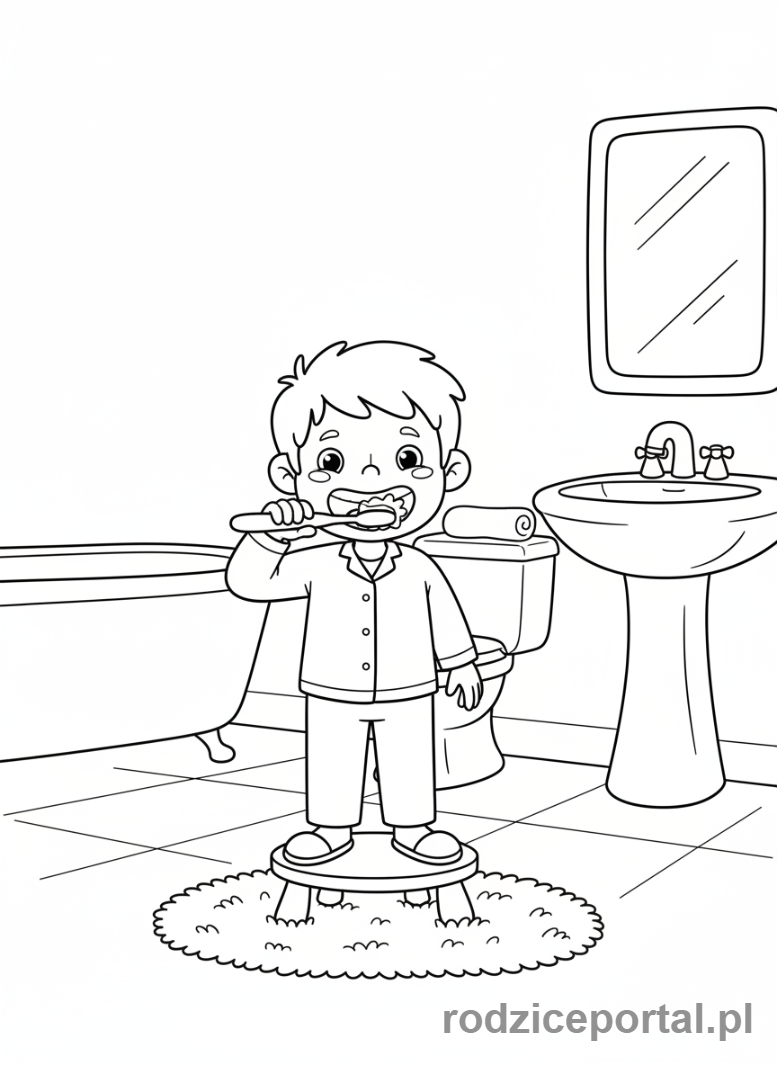 Kolorowanka Do Terapii Pedagogicznej - Mycie zębów