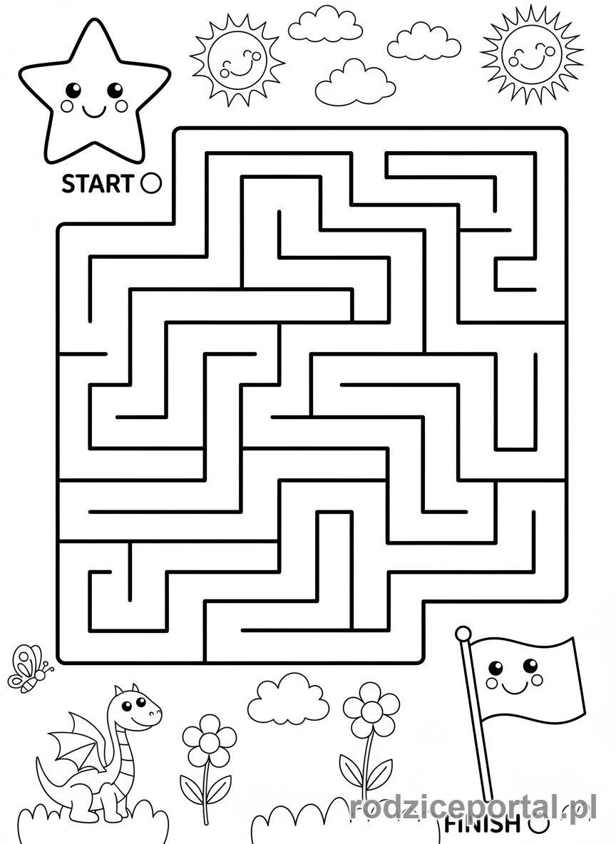 Kolorowanka Do Terapii Pedagogicznej - Prosty labirynt
