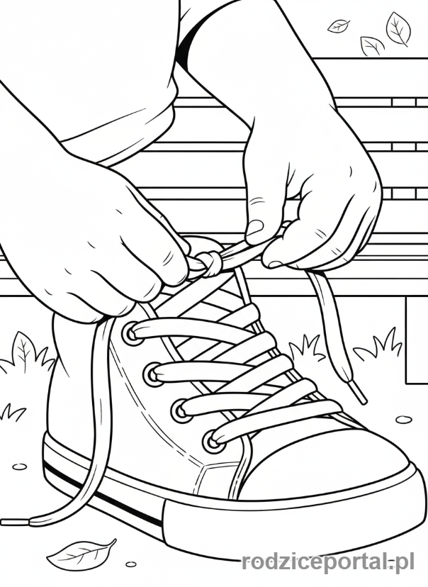 Kolorowanka Do Terapii Pedagogicznej - Wiązanie sznurówek