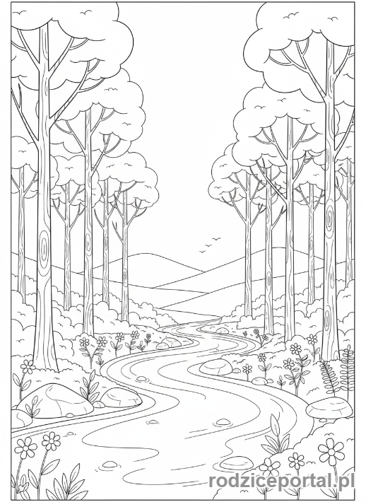 Kolorowanka Do Wydruku A4 - Leśny krajobraz