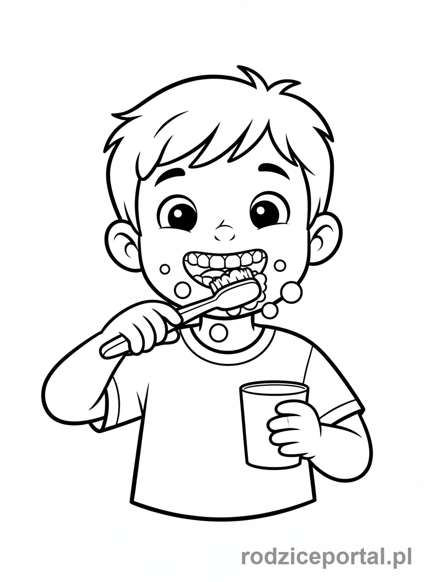 Kolorowanka Do Zajęć Dydaktycznych - Dziecko myjące zęby
