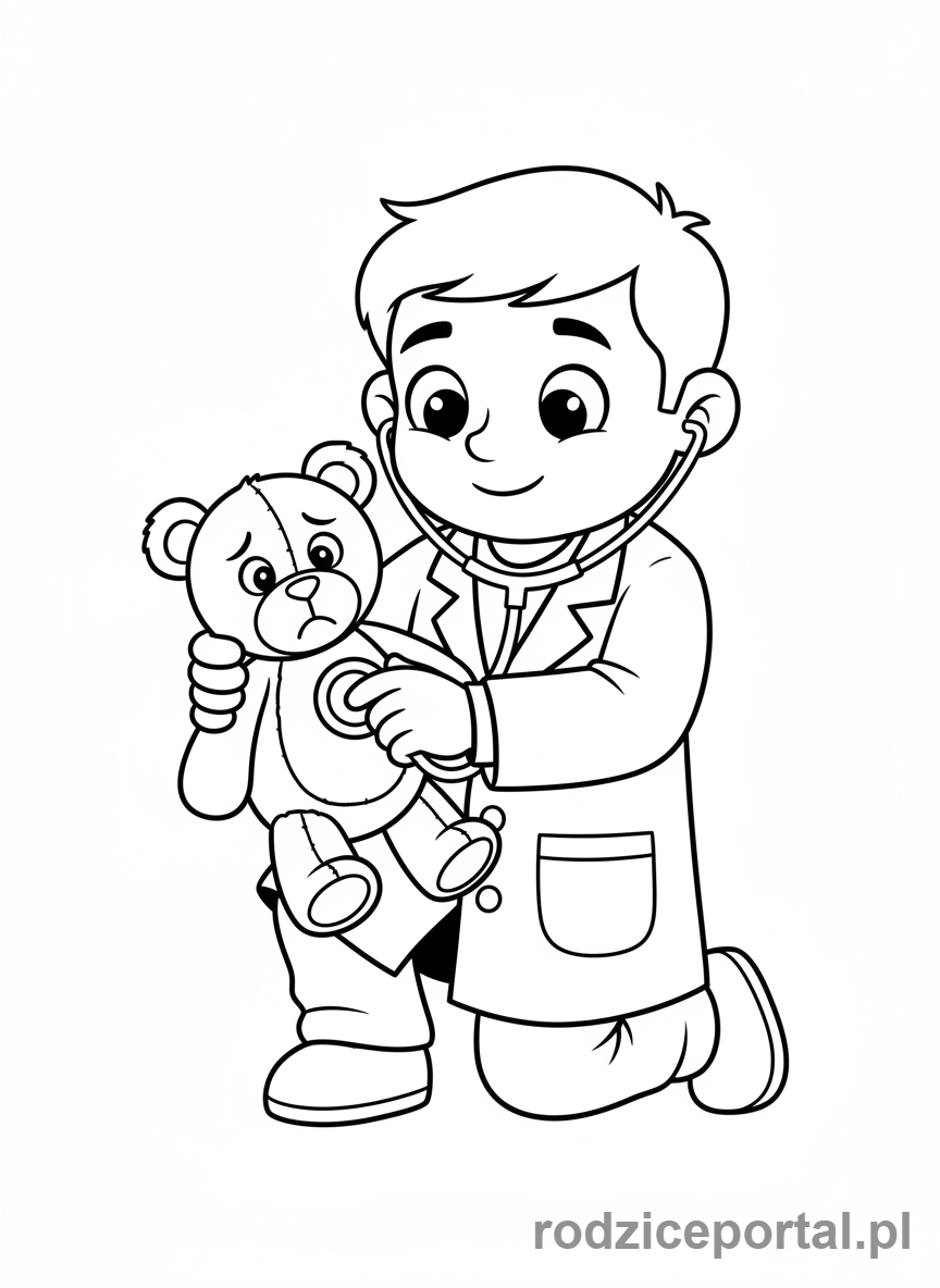 Kolorowanka Do Zajęć Dydaktycznych - Lekarz bada misia