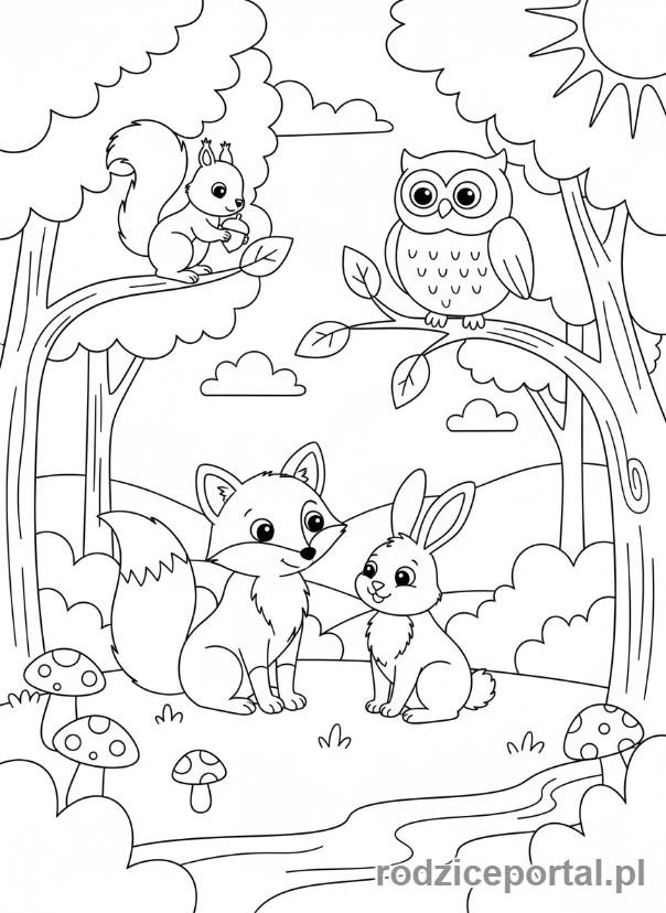 Kolorowanka Do Zajęć Dydaktycznych - Leśne zwierzęta w swoim środowisku