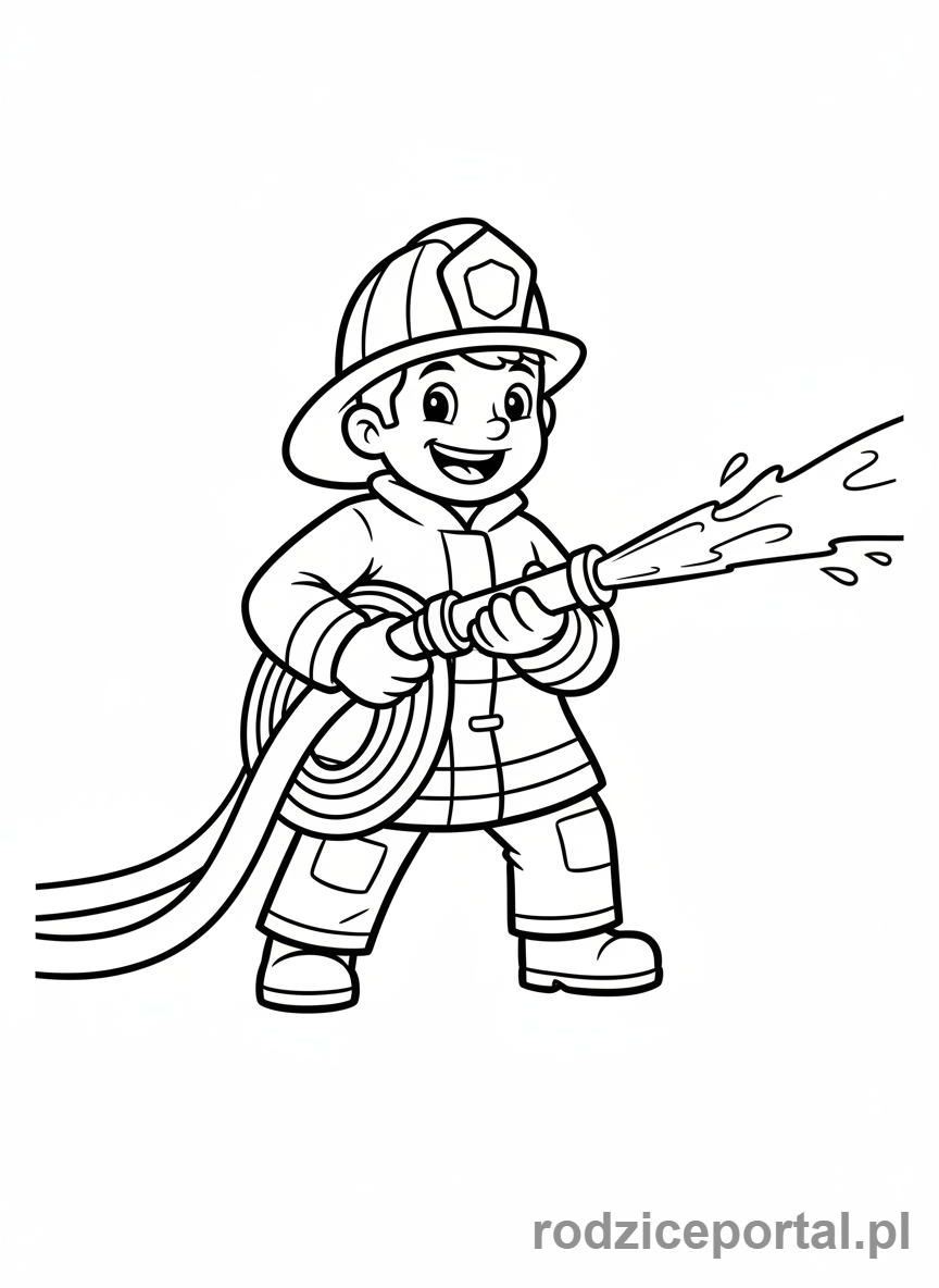 Kolorowanka Do Zajęć Dydaktycznych - Strażak z wężem
