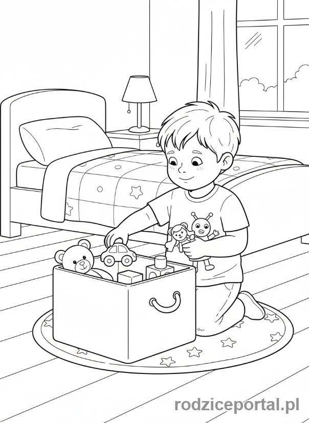 Kolorowanka Dobre Nawyki - Pokój sprzątanie