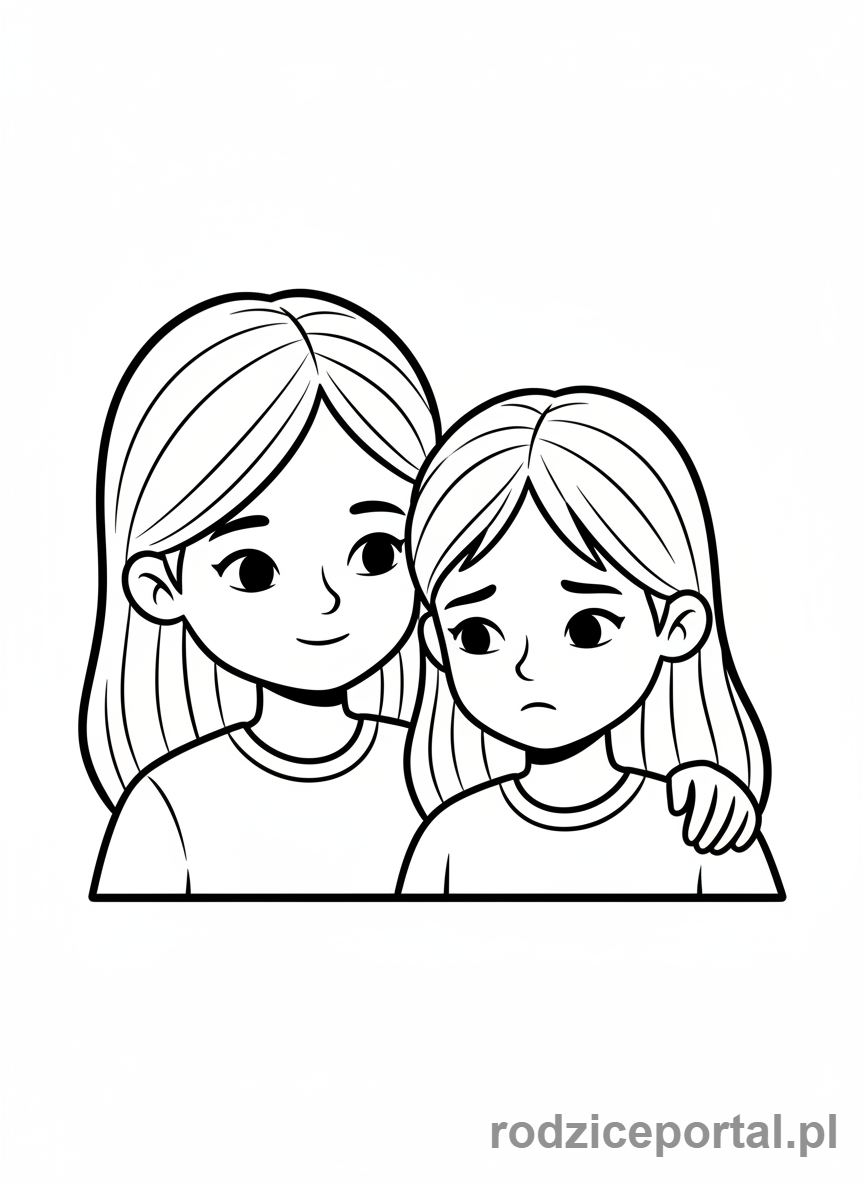 Kolorowanka Dobre Zachowanie - Dziewczynka pociesza kolezanke