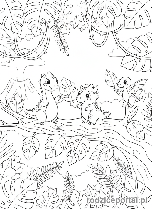Kolorowanka Dodawanie I Odejmowanie - Dinozaury liczące liście