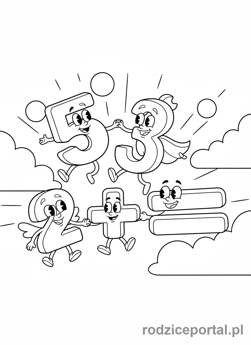 Kolorowanka Dodawanie I Odejmowanie - Liczby z symbolami