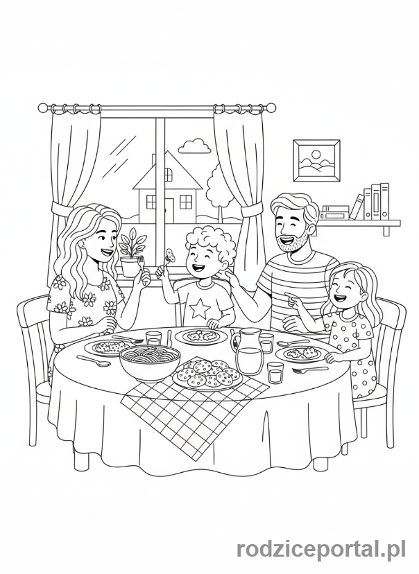 Kolorowanka Dom Rodzinny - Obiad rodzinny