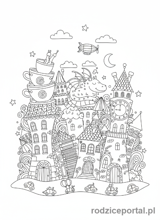Kolorowanka Doodle - Doodle panorama miasta
