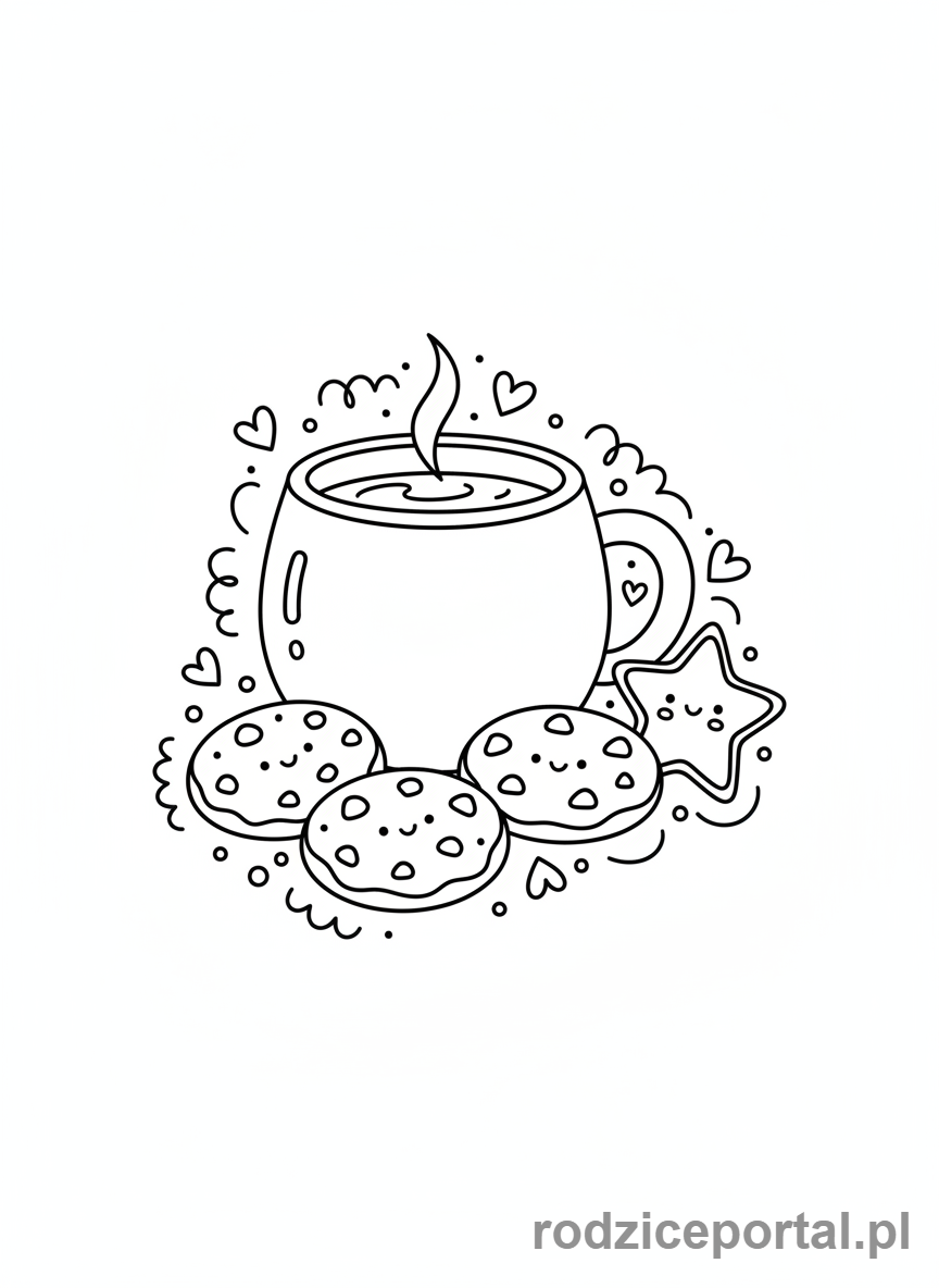 Kolorowanka Doodle - Kawa i ciasteczka