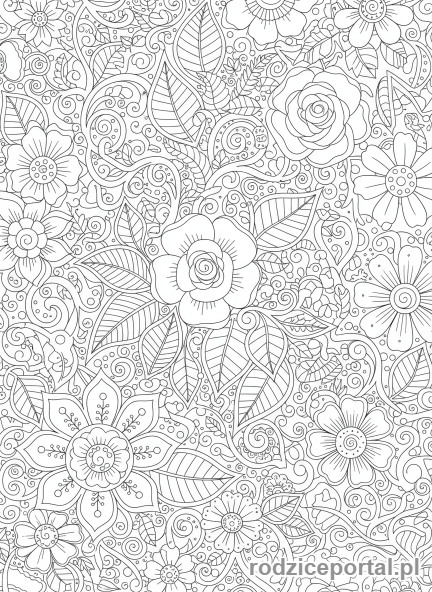Kolorowanka Doodle - Kwiatowe wzory