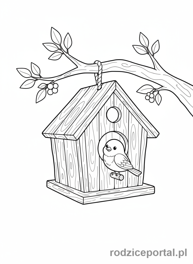 Kolorowanka Dorysuj Brakujący Element - Domek dla ptaków bez daszku