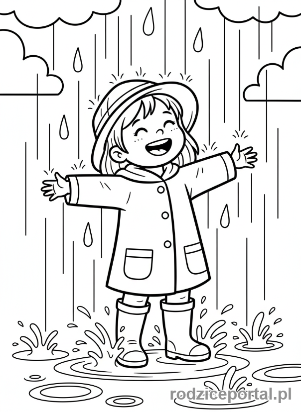 Kolorowanka Dorysuj Brakujący Element - Dziewczynka bez parasola