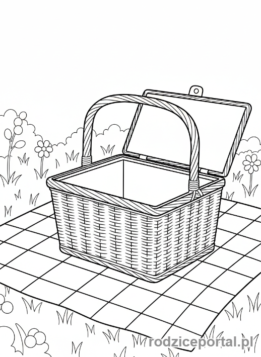 Kolorowanka Dorysuj Brakujący Element - Pusty kosz piknikowy