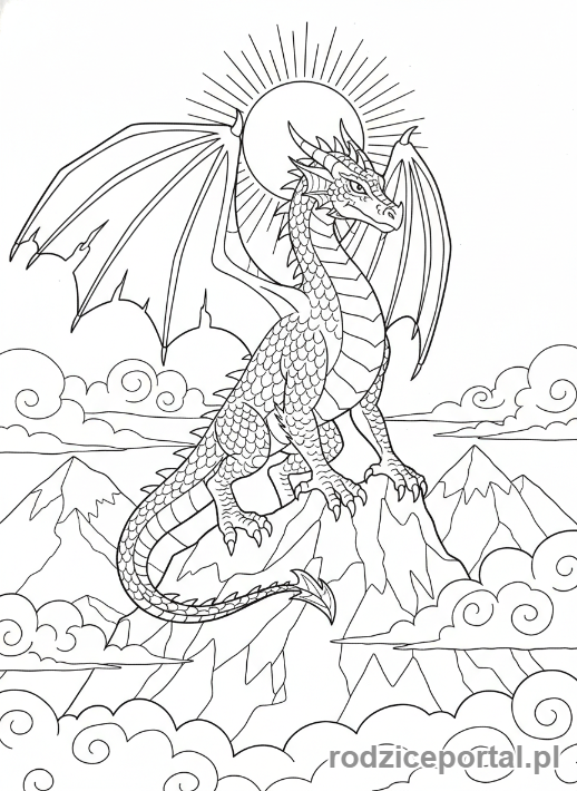 Kolorowanka Dorysuj Brakujący Element - Smok bez skrzydła