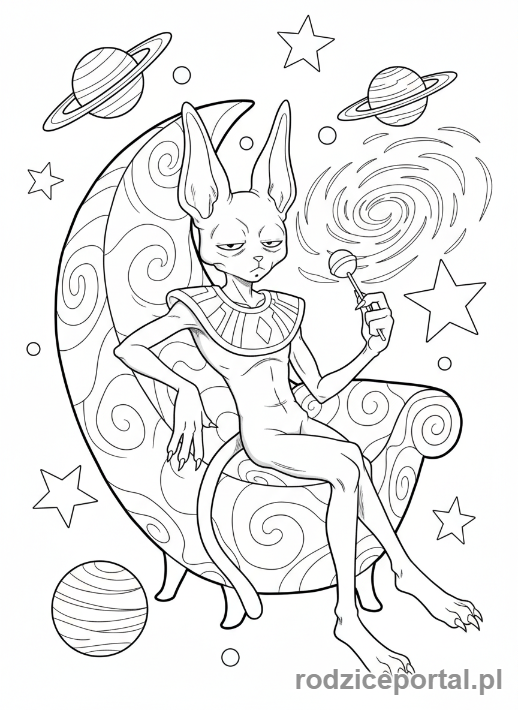 Kolorowanka Dragon Ball - Beerus znudzony