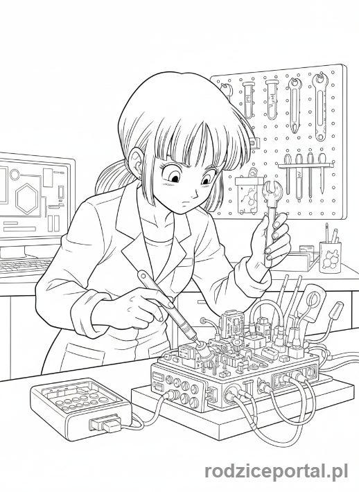 Kolorowanka Dragon Ball - Bulma pracuje