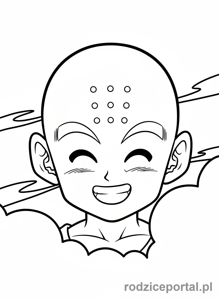 Kolorowanka Dragon Ball - Krillin uśmiechnięty