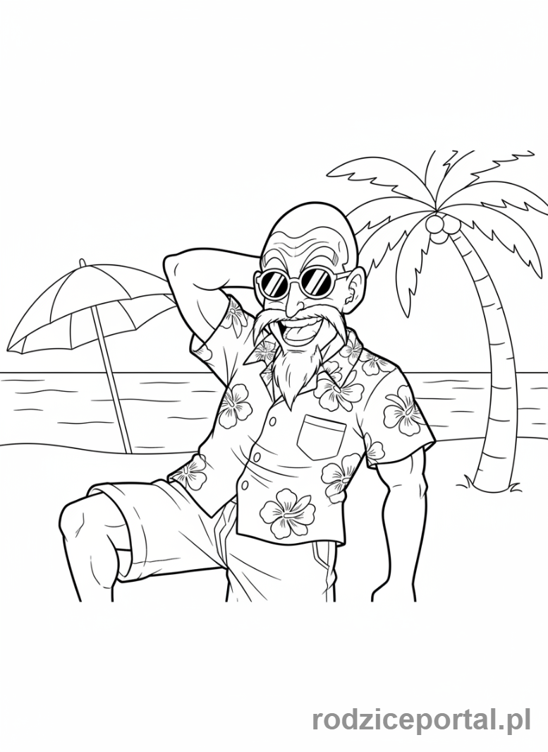 Kolorowanka Dragon Ball - Master Roshi okulary