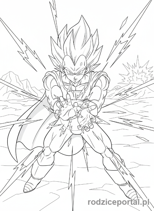Kolorowanka Dragon Ball - Vegeta Final Flash