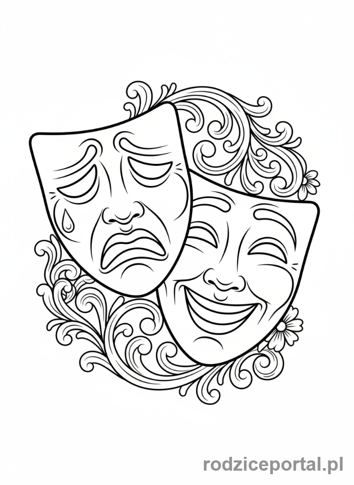 Kolorowanka Drama - Maski dramatyczne